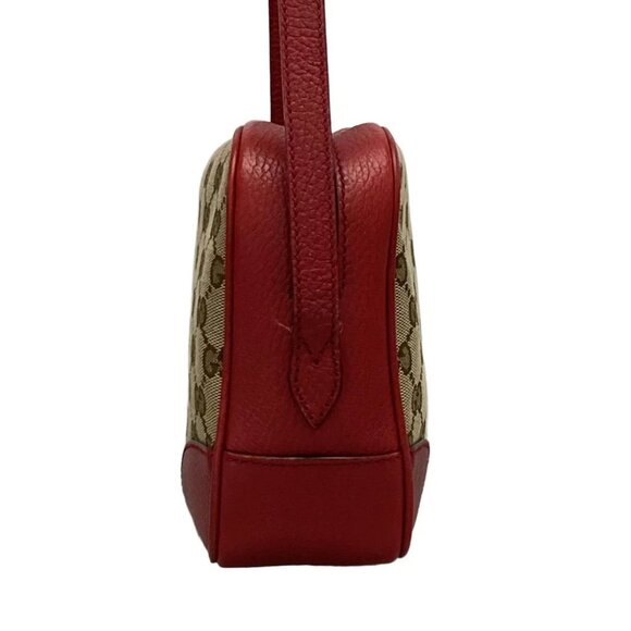 Auth GUCCI Bree/GG Beige Brown Red Jacquard Leather Shoulder Bag - Picture 3 of 14